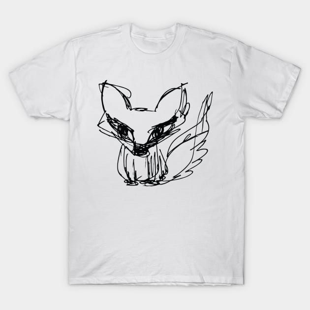 Fox Sketch (black ink) T-Shirt by BigBridgeStudios